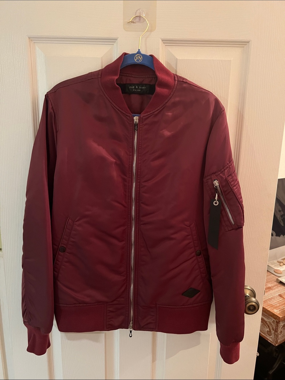 rag & bone Men's Burgundy Bomber Jacket